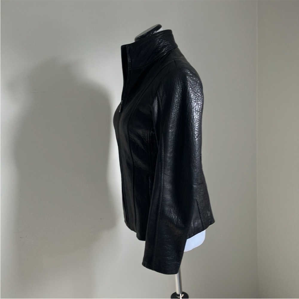 Marc New York Black Leather Zip-Front Jacket Moto - Picture 4 of 12